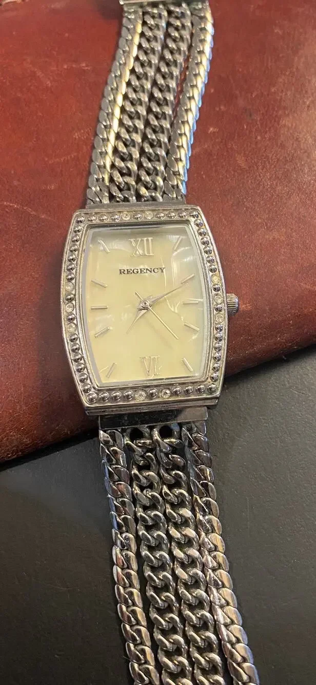 Women's 25mm silver Tone Regency Watch, MOP Face, Multistring Band